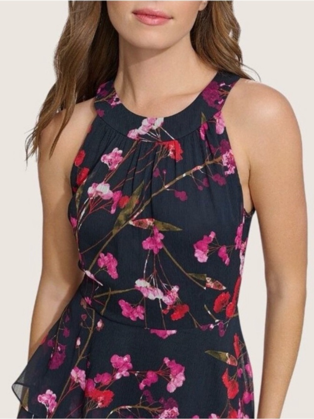 Tommy Hilfiger Women
Size 16 NEW Floral Halter Maxi Dress Navy Chiffon NWT - Picture 3 of 5